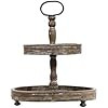 Creative Co-Op Distressed Brown Wood Metal Handle Two-Tier Tray | Amazon (US)