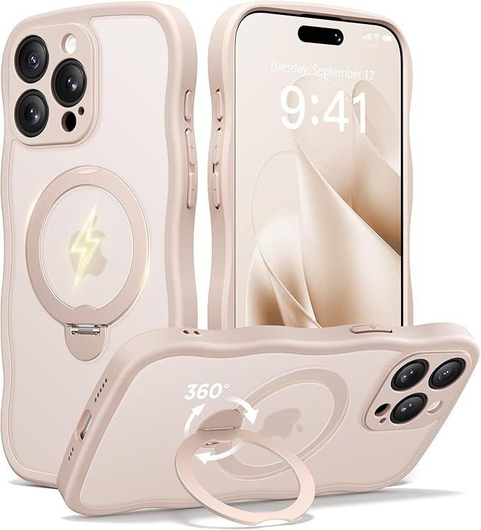 CAPRARO for iPhone 15 Pro Case with 360° Spin Magnetic Stand for Women, [Compatible with MagSafe... | Amazon (US)