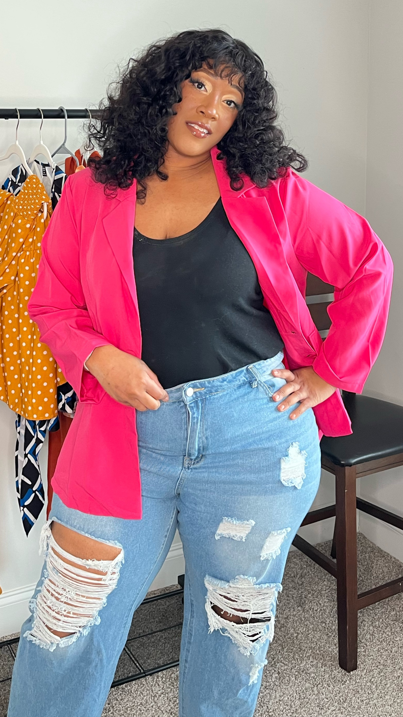 Loving this blazer and ripped denim combo!

#LTKunder100 #LTKunder50 #LTKcurves
