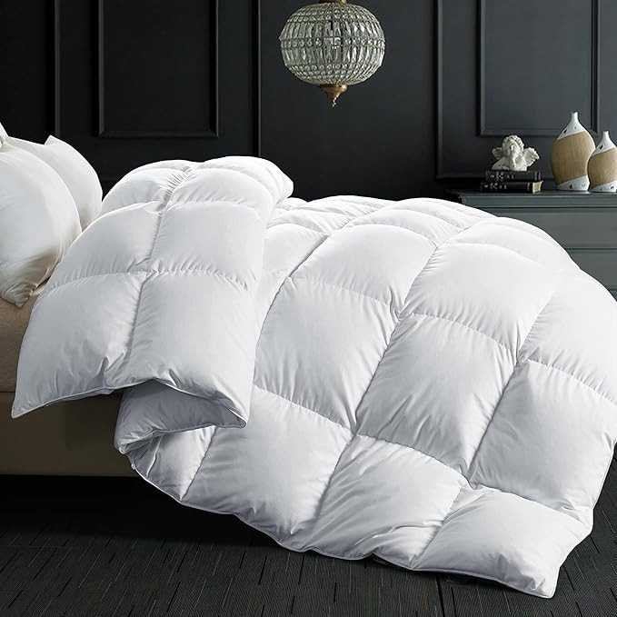 ELNIDO QUEEN® Feather Down Fiber Comforter King Size - All Season White Fluffy Duvet Insert - Lu... | Amazon (US)