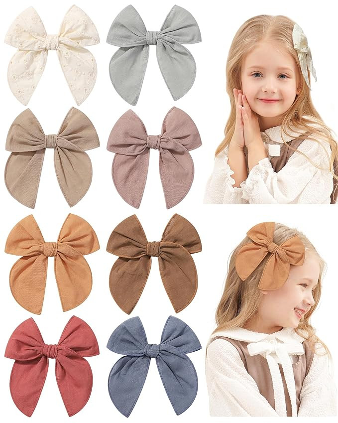 Doboi 8PCS Baby Girls Hair Clips Fable Hair Bows Cotton Linen Bows for Girls Hair Accessories for... | Amazon (US)
