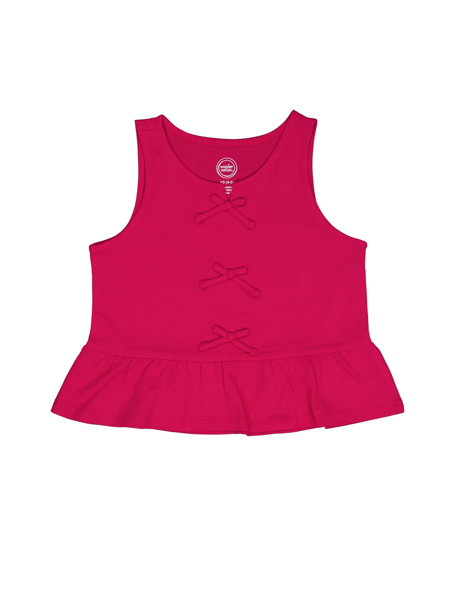Wonder Nation Girls Bow Front Tank, Sizes 4-18 & Plus | Walmart (US)