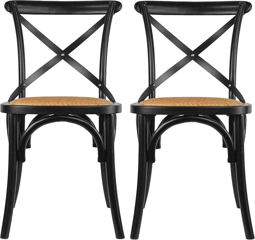 2xhome Set of 2 Farmhouse Cross Back Chairs with X Back, Assembled Solid Real Wooden Antique Styl... | Amazon (US)
