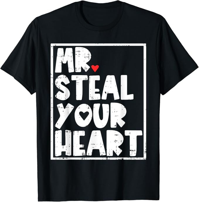 Mr Steal Your Heart Valentines Day Funny V-Day Boys Kids T-Shirt | Amazon (US)