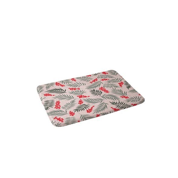 Emanuela Carratoni Holiday Mistletoe Christmas Memory Foam Bath Mat Pink - Deny Designs | Target