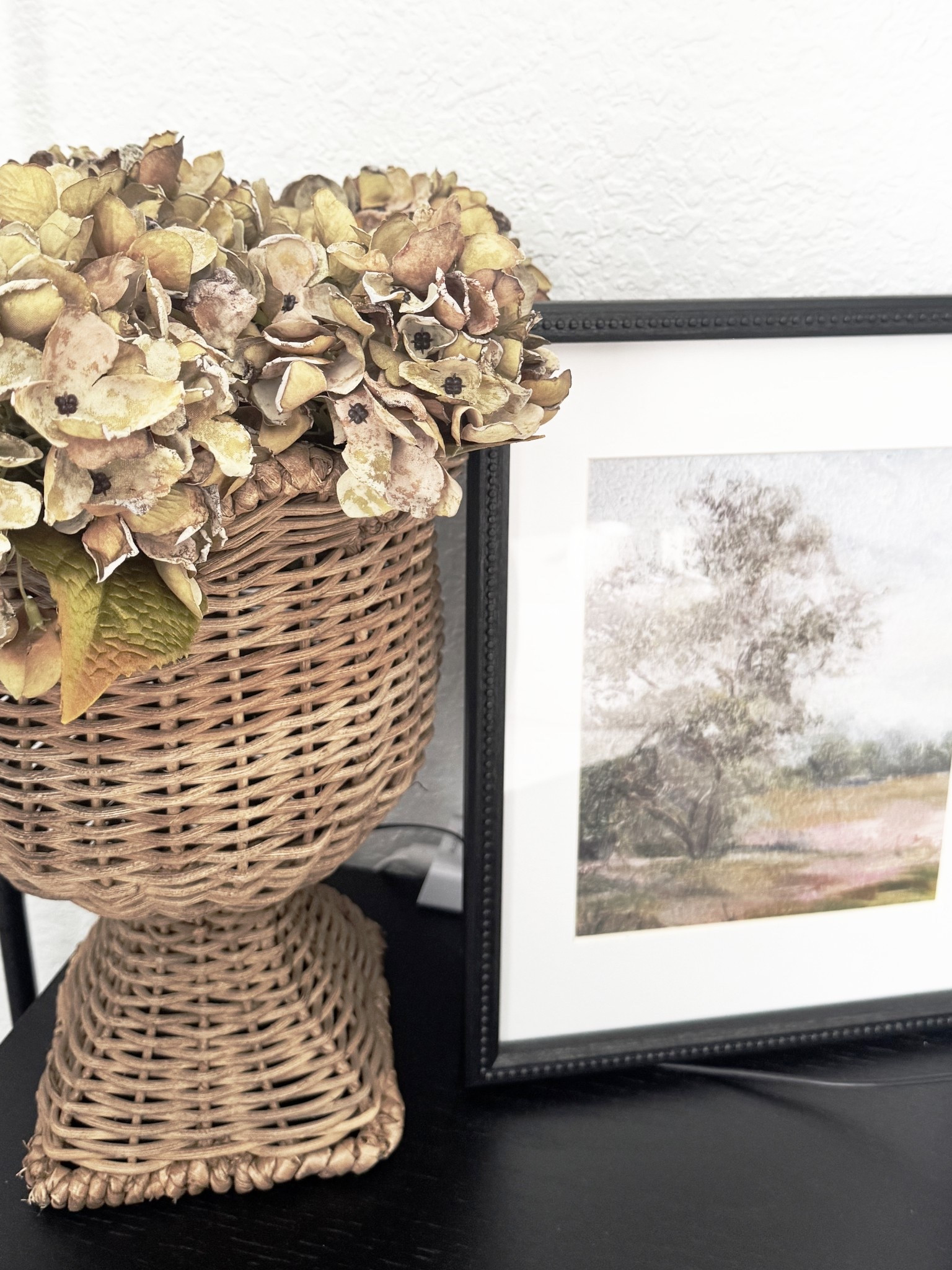 Added these beautiful faux dried hydrangeas to my favorite wicker vase. The perfect fall colors to add into your home 

#LTKSeasonal #LTKHome #LTKStyleTip