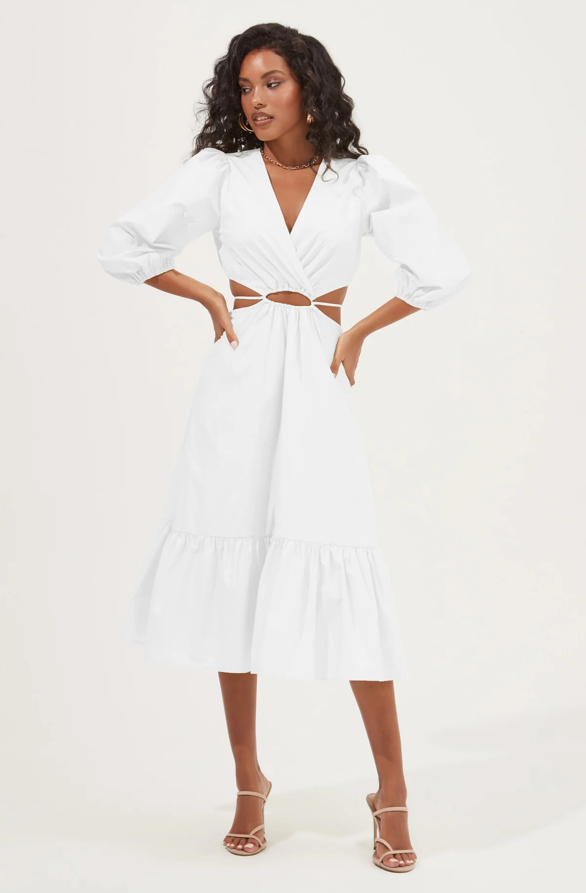 Rosewood Surplice Cutout Waist Midi Dress | ASTR The Label (US)