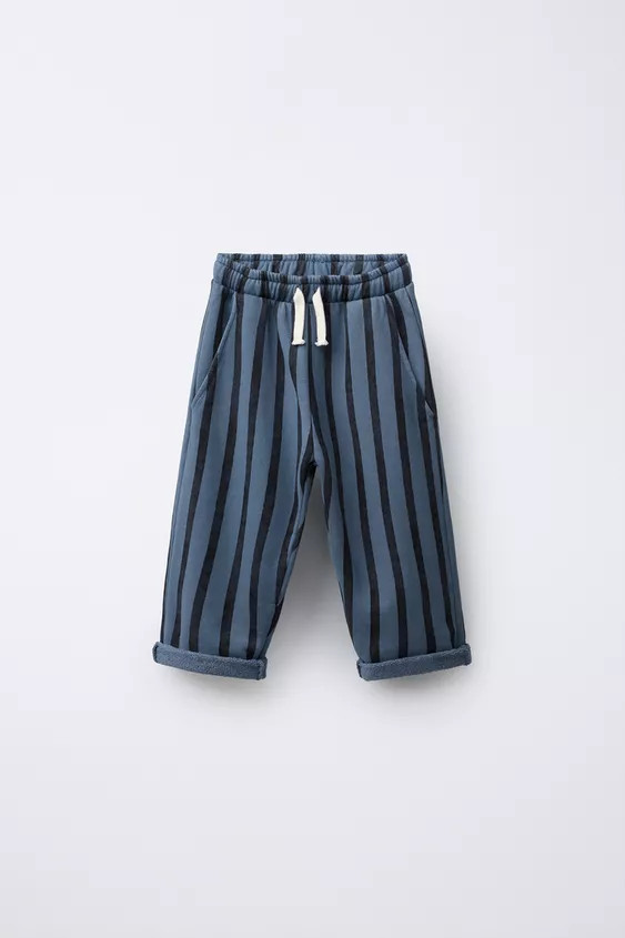 STRIPED BAGGY PLUSH PANTS | Zara US