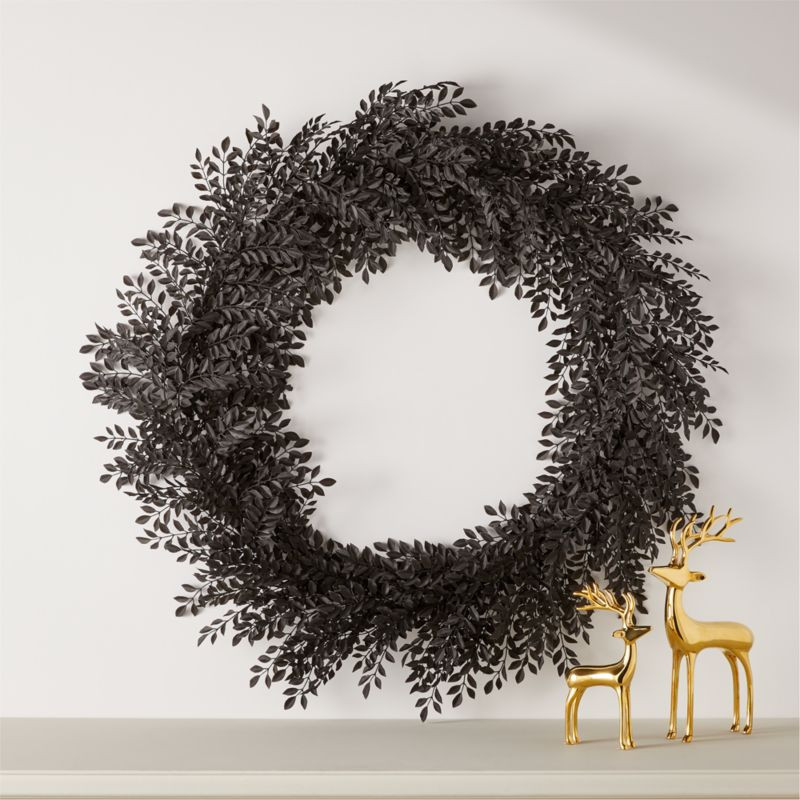 Faux Black Ruscus Holiday Wreath 30" | CB2 | CB2