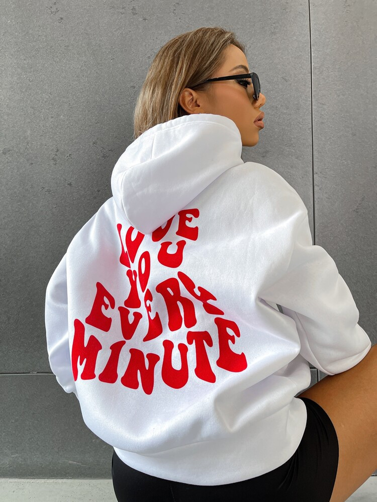 Slogan Graphic Drop Shoulder Hoodie | SHEIN