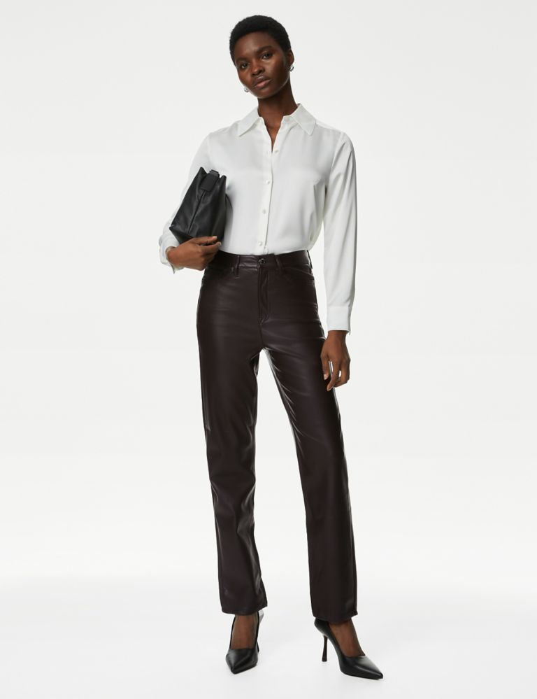 Leather Look Straight Leg Trousers | Marks & Spencer (UK)