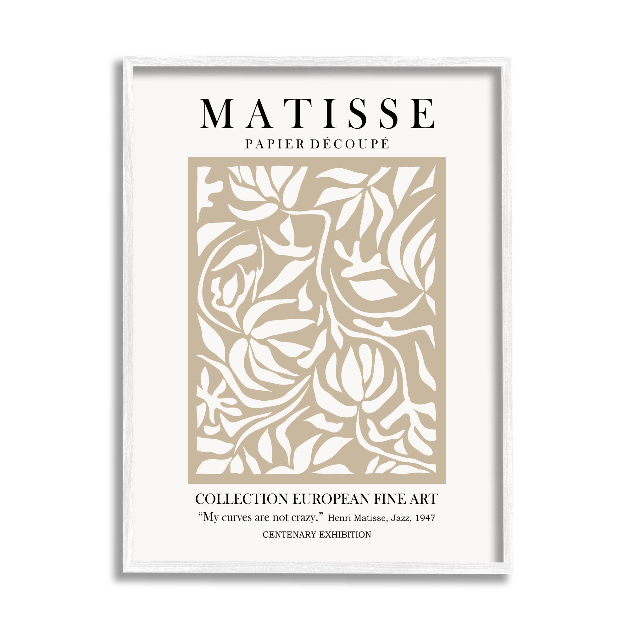 Stupell Industries Neutral Floral Foliage Pattern Historical Exhibition Text Framed Wall Art, 16 ... | Walmart (US)