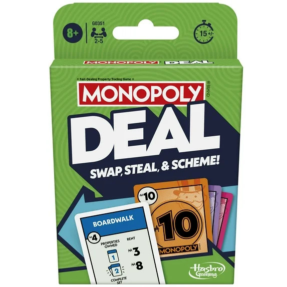 Monopoly Deal Card Game, Quick-Playing Family Card Game for 2-5 Players, Stocking Stuffers for Ki... | Walmart (US)