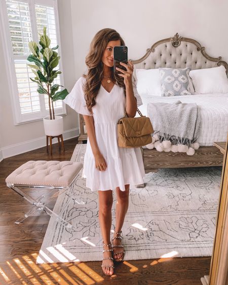 This is one of my favorite Amazon dresses ever! It’s fully lined and so flattering! 
Amazon fashion, Amazon finds, Amazon dress, white dress, spring dress, gladiator sandals 

#LTKFind #LTKunder100 #LTKunder50
