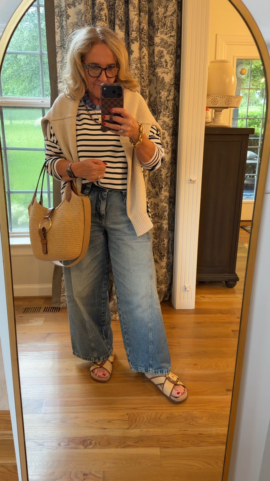 Jeans 29 petite 
Stripe tunic tee air essentials at spanx size medium 
10% off NR tote code NANETTE 
Sandals on sale

#LTKSaleAlert #LTKOver40 #LTKootd