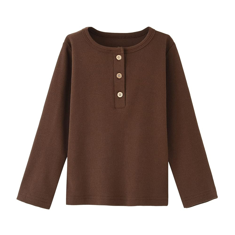 Amazon.com: Enfants Chéris Ribbed Shirt Boy Girl Henley Long Sleeve Shirt Size 7 Oatmeal Beige: ... | Amazon (US)