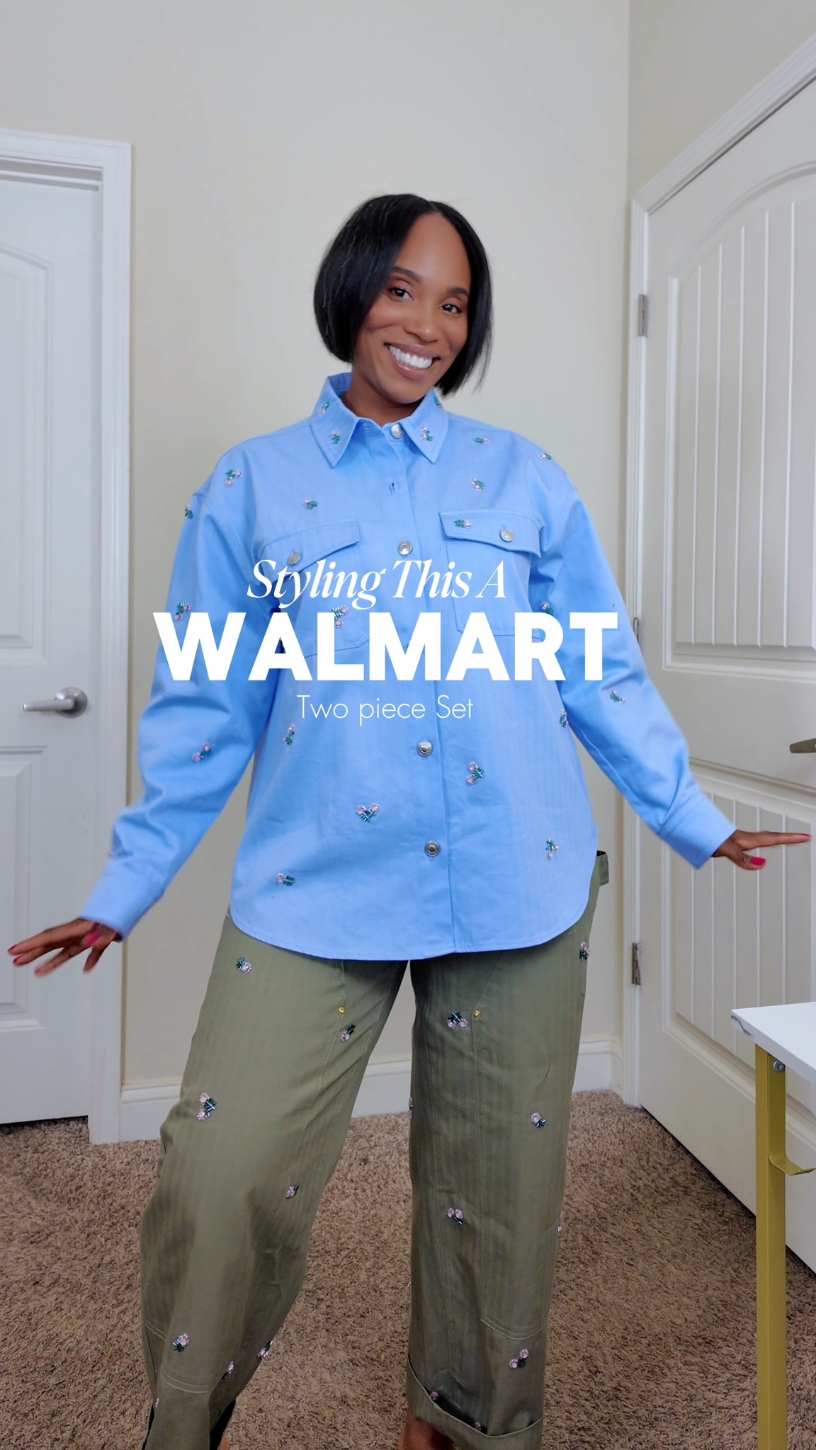 Styling this super cute set I picked up from Walmart. I'm wearing a large in the top and a 10 in the bottoms. You can size down in the pants, but I went with a large for a more oversized look. #springoutfits #affordableoutfits #walmartfinds 

#LTKSaleAlert #LTKootd #LTKMidsize