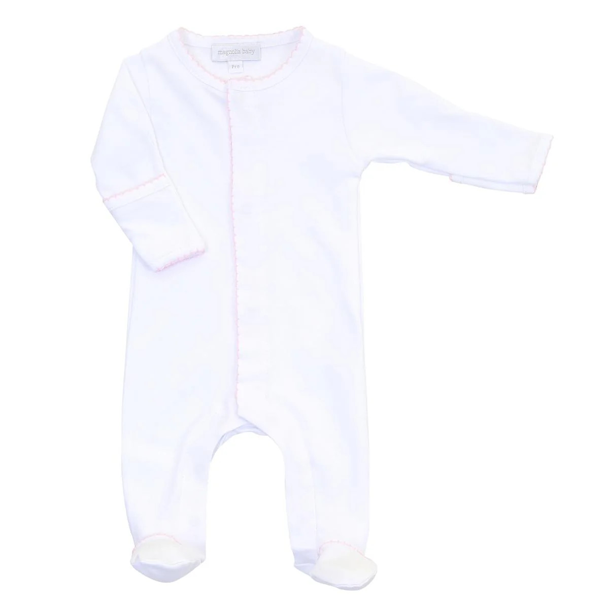 Magnolia Baby Essentials Footie - White with Pink | JoJo Mommy