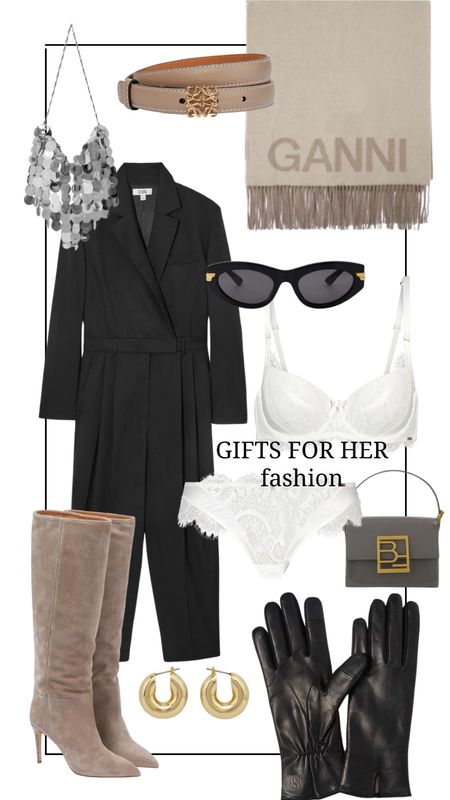 Gift guide for her fashion edition 🖤

Black jumpsuit, suede knee high boots, lingerie set in white, beige scarf, bottega veneta sunglasses, leather gloves, by far grey bag, loewe belt 

#LTKHoliday #LTKSeasonal #LTKeurope