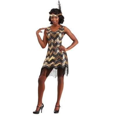 HalloweenCostumes.com Medium Women Dolled Up Women's Flapper Costume, Black/Orange | Target