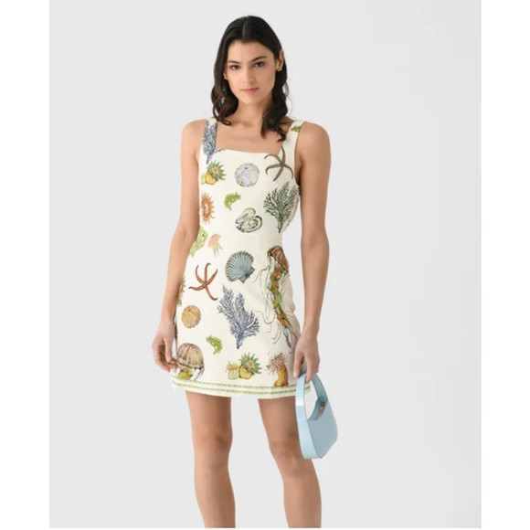 Alemais x Sam Pauletto Sea Printed Linen Mini Dress | Poshmark