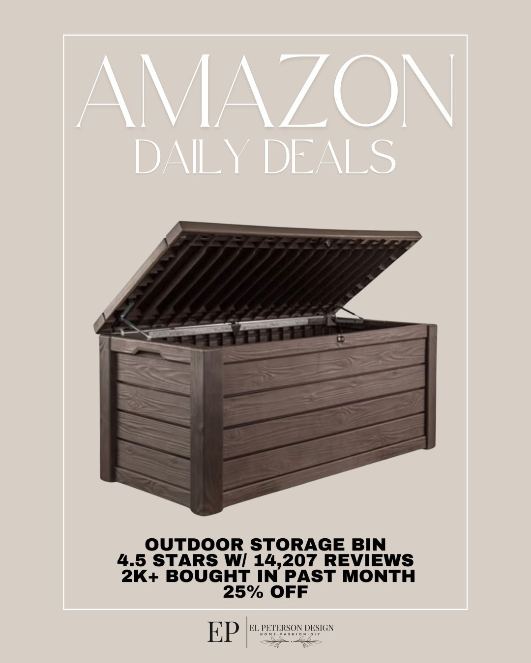 Amazon Daily Deals
Outdoor storage bin 

#LTKHome #LTKSaleAlert