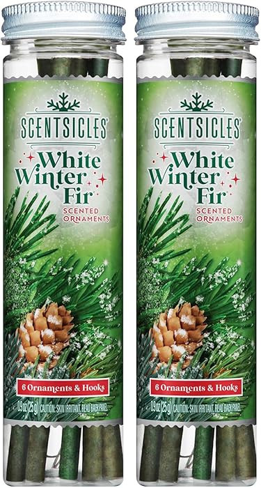 Scentsicles White Winter Fir Scented Christmas Tree Ornaments - 2 Bottles (12 Sticks Total) | Amazon (US)