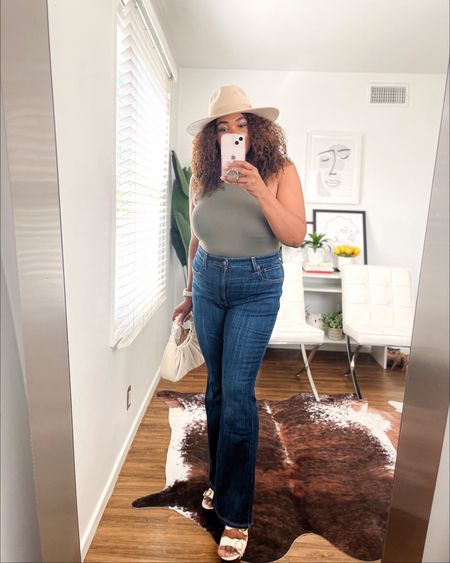 These flare jeans are comfy and have lots of stretch! 

#LTKcurves #LTKunder100