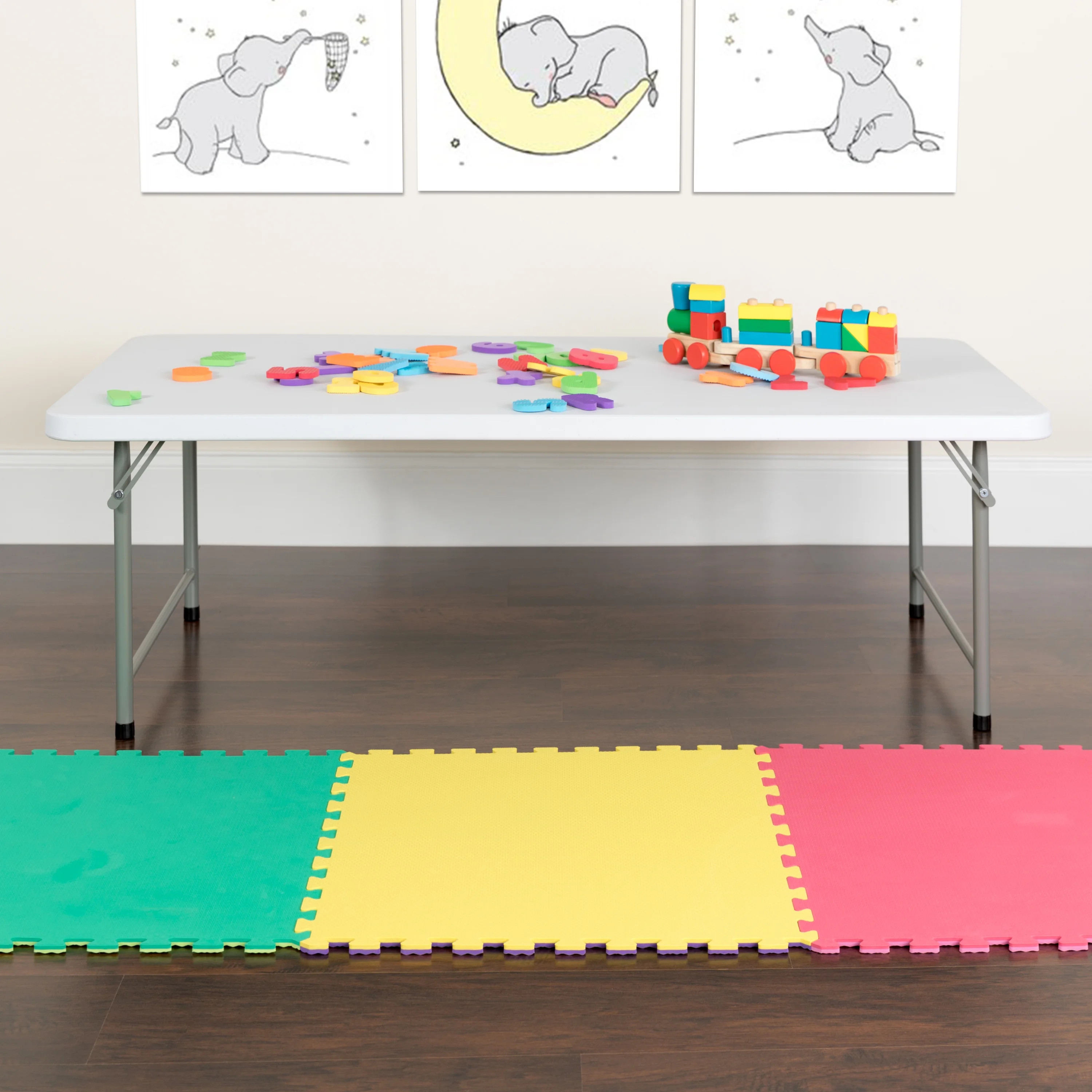 BizChair 4.93-Foot Kid's Granite White Plastic Folding Table | Walmart (US)