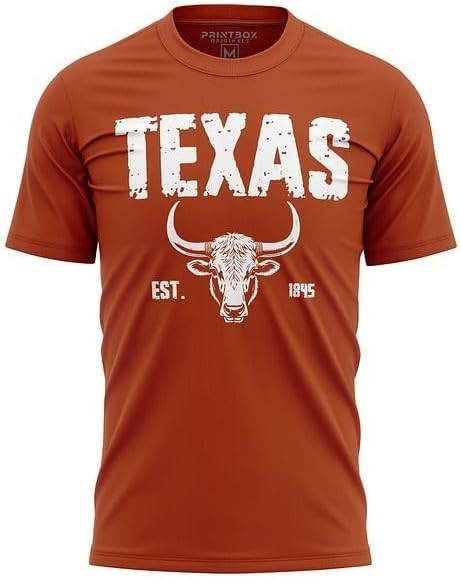 Printbox Originals Est 1845 Texas Shirts, Longhorn Shirt for Men, Football Lonestar State Fan T-S... | Amazon (US)