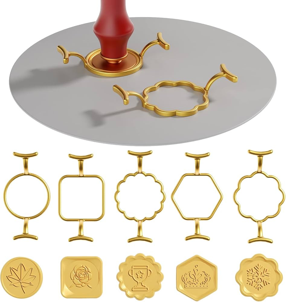5PCS Metal Wax Seal Molds for 1 Inch Wax Seal Stamp, Wax Seal Stamp Rings Set with 1PC Silicone M... | Amazon (US)