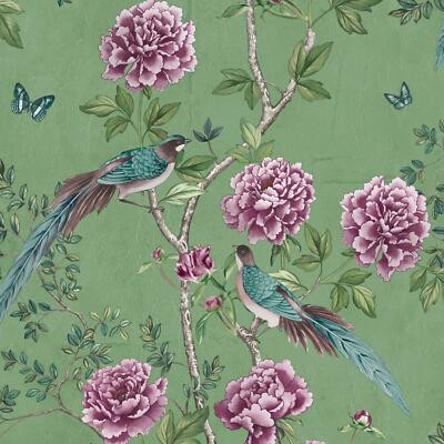 Paloma Home Vintage Chinoiserie Green 921504 Wallpaper Blossoms Exotic Birds 5055311905709 | eBay | eBay US
