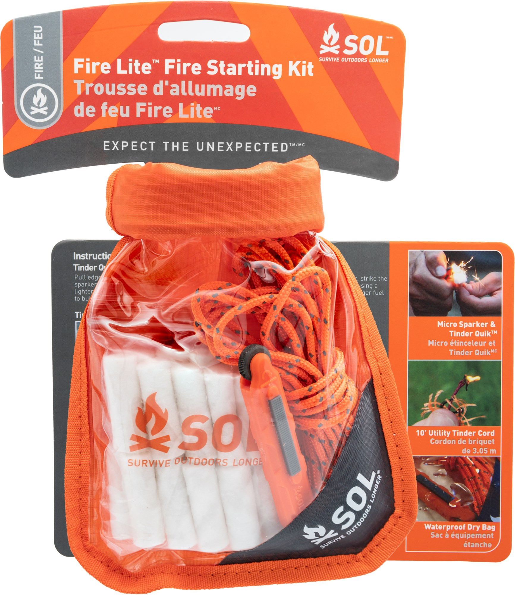 SOL Fire Lite Fire-Starting Kit in Dry Bag Orange | REI