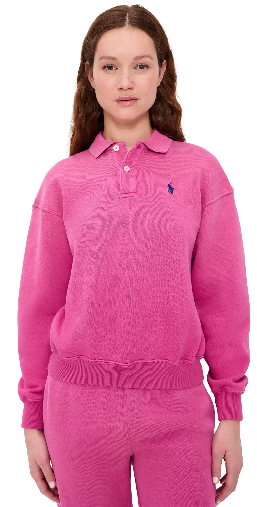 Polo Ralph Lauren Polo Long Sleeve Fleece Pullover Accent Pink XXS | Shopbop