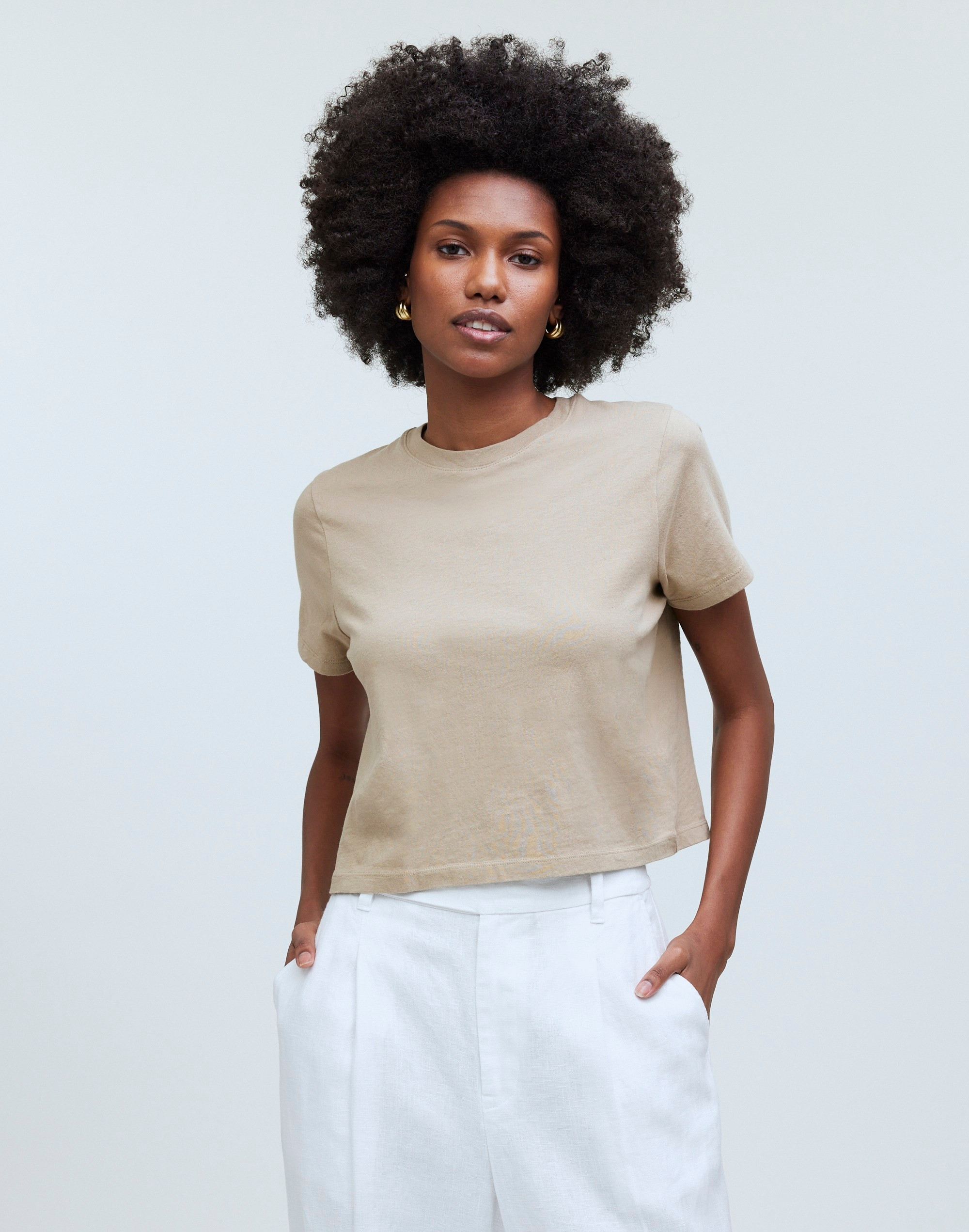 Softfade Cotton Boxy-Crop Tee | Madewell