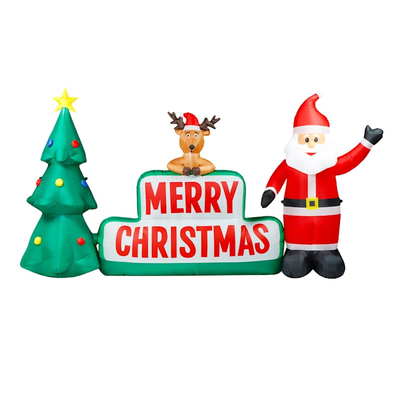 Merry Christmas Santa Sign Inflatable, 10', Polyester, sold by At Home | At Home