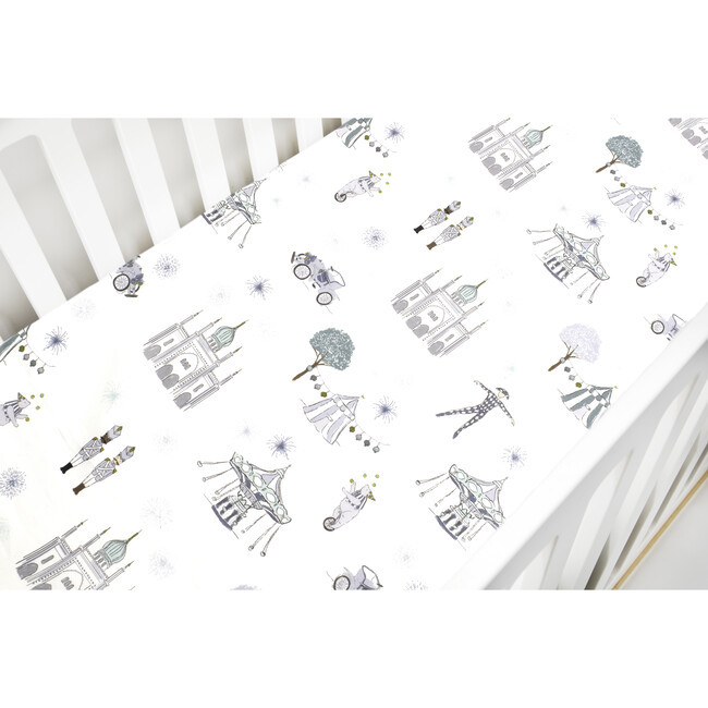 *Exclusive* Adventures in Wonderland Crib Sheet, Aqua | Maisonette