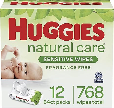 Baby Wipes, Huggies Natural Care Sensitive Baby Diaper Wipes, 99% Water, Unscented, Hypoallergeni... | Amazon (US)