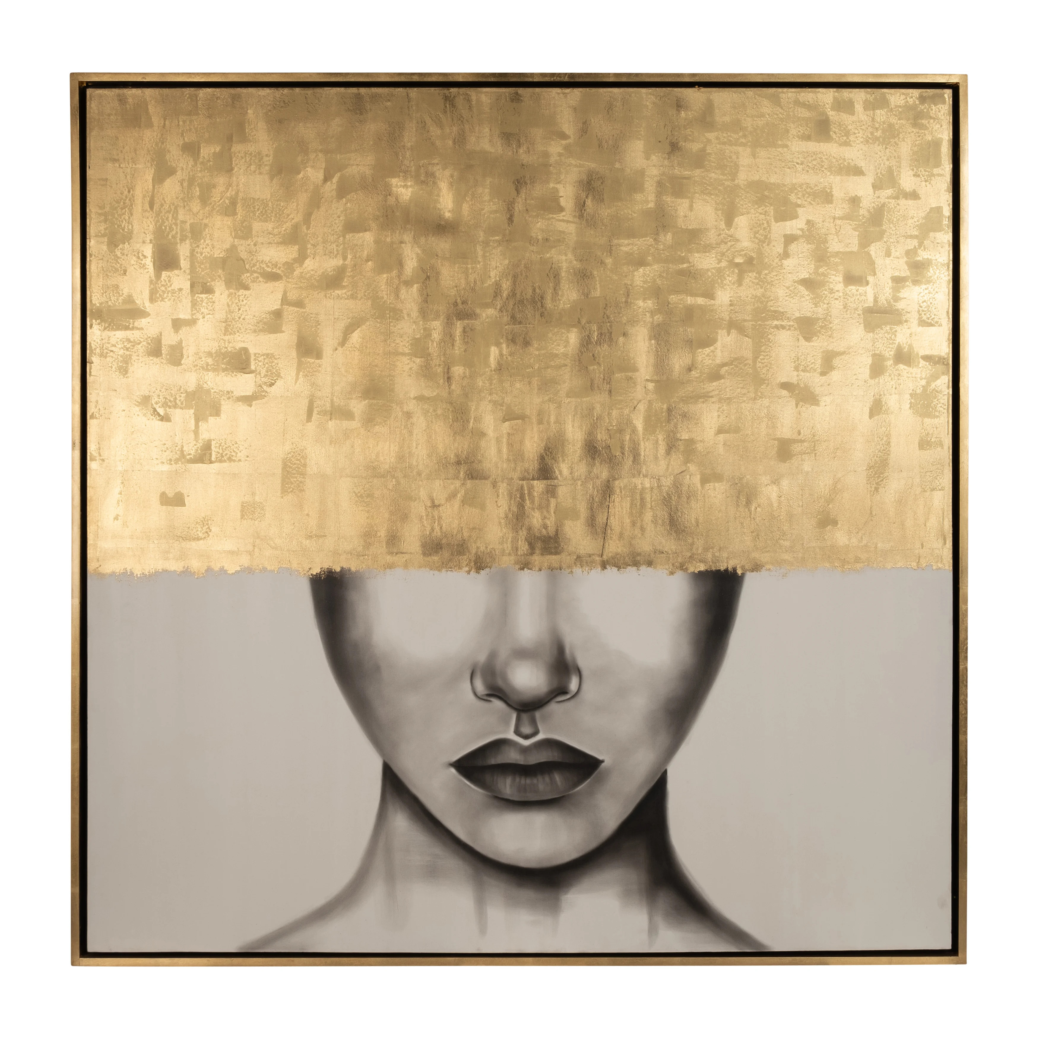 Modern Glam Charcoal Portrait of a Woman in Gold Abstract Artwork, Black and Gold | Wayfair North America