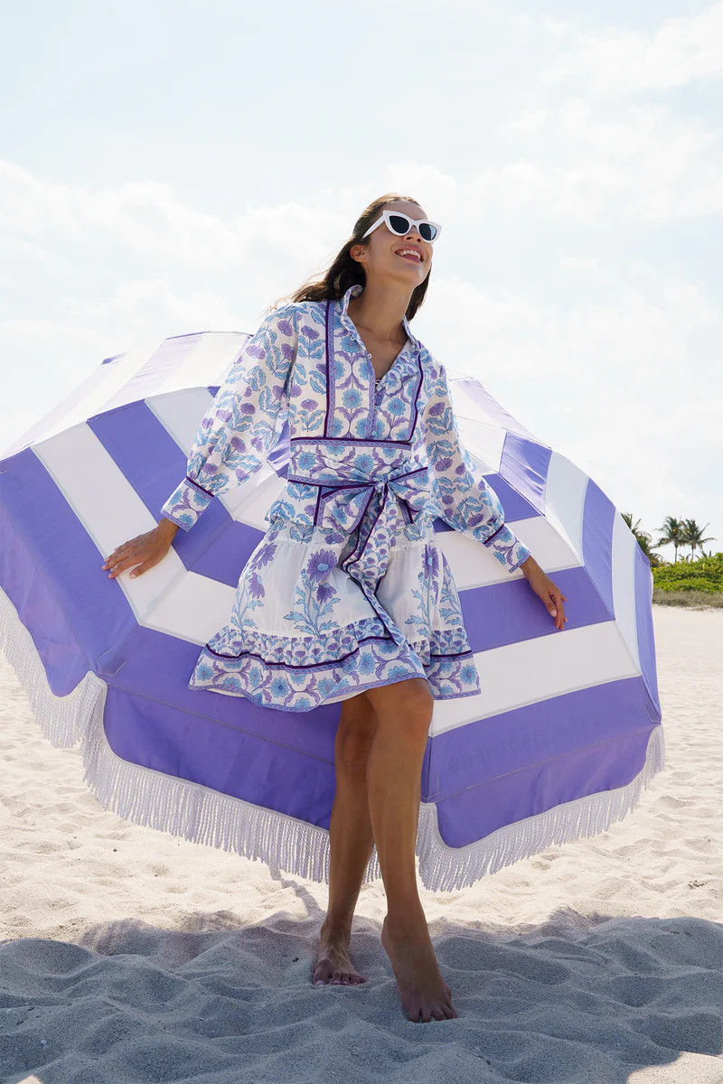 Boxy Balloon Sleeve Top | Periwinkle Daisy | SUE SARTOR