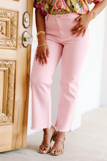 Little Moments Pink Cropped Jean | The Willow Tree