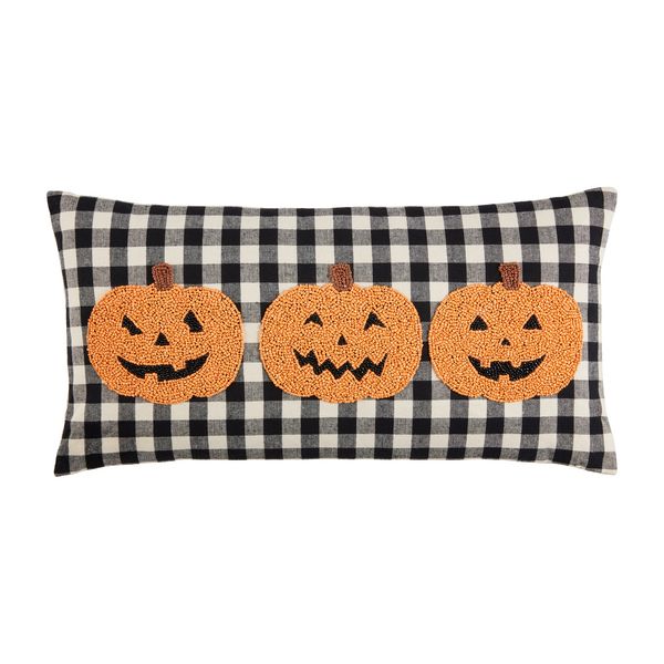 Jack-O-Lantern Beaded Pillow | Mud Pie