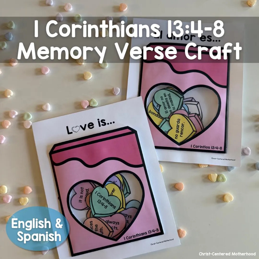 Love Is...1 Corinthians 13:4-8 Memory Verse Activity Bible Verse Valentine's Day English & Spanis... | Etsy (US)