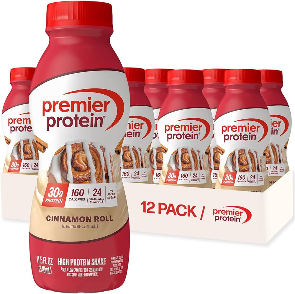 Premier Protein Shake, Cinnamon Roll, 30g Protein, No Added Sugar, 24 Vitamins & Minerals to Supp... | Amazon (US)