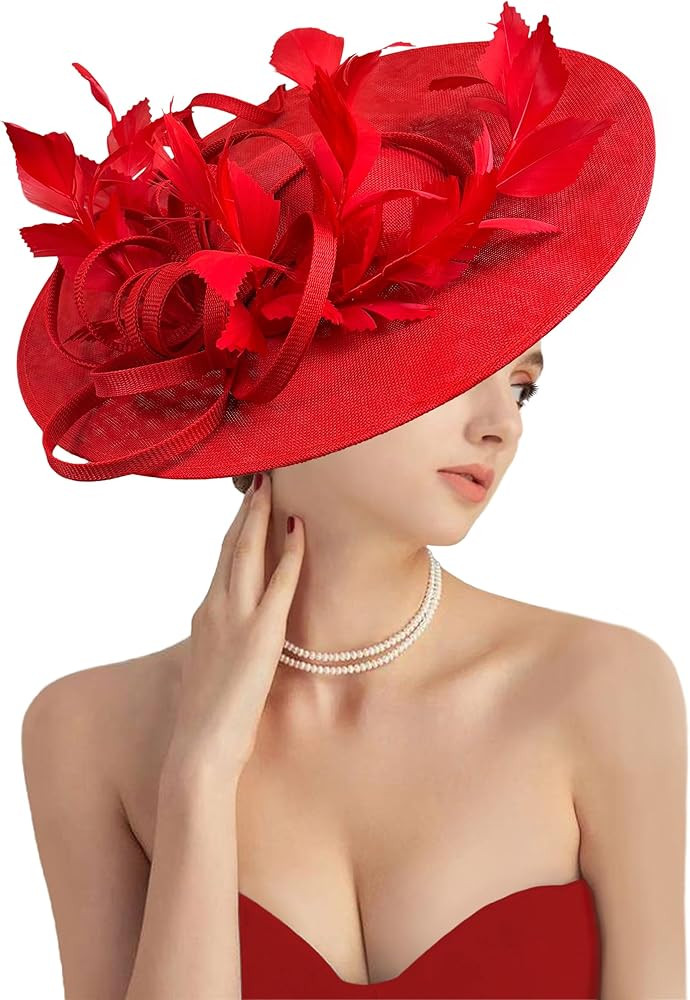 dressfan Fascinator Hats for Women,Linen Vintage Feather Headwear for Derby/Church/Wedding/Cockta... | Amazon (US)