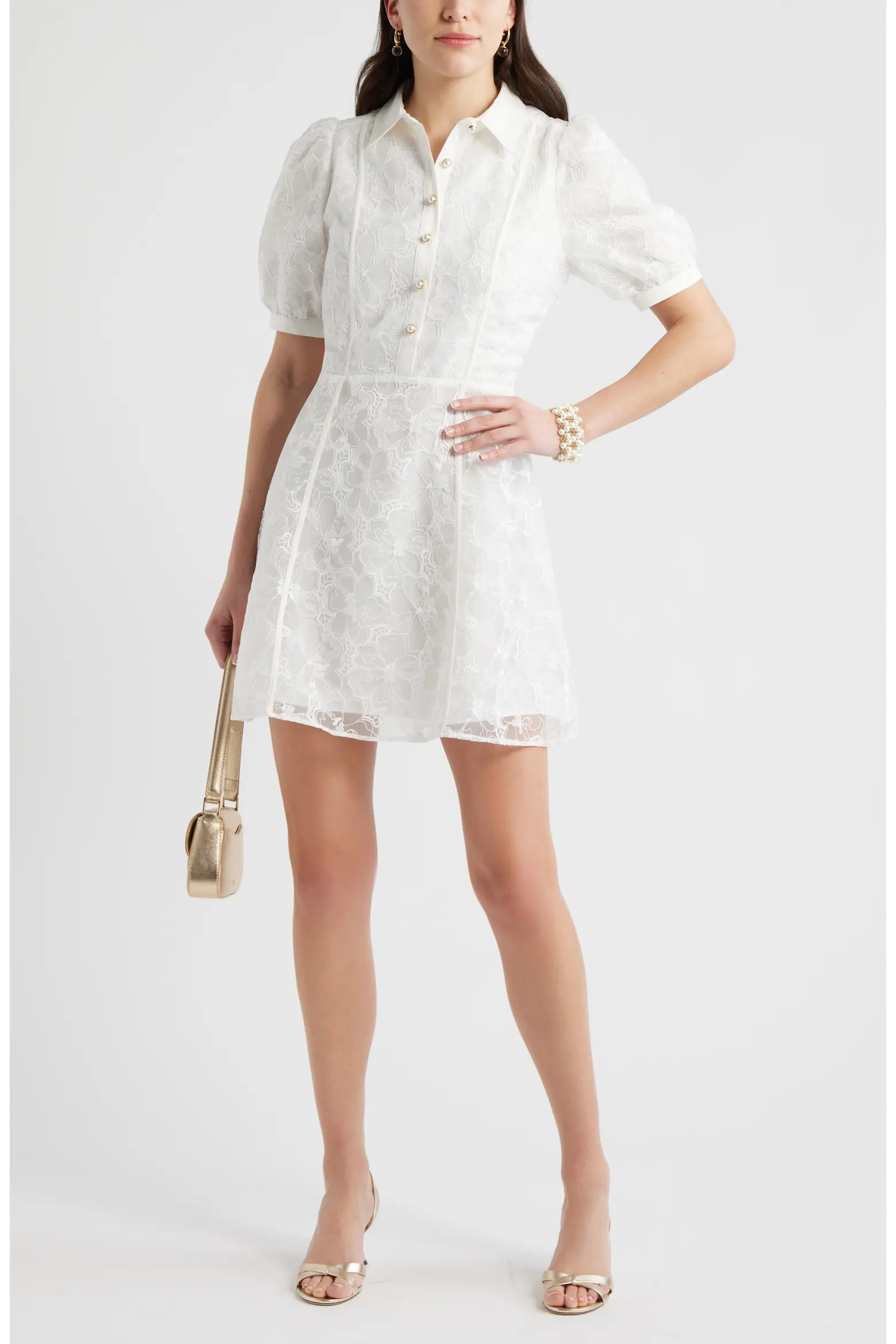 Floral Embroidered Puff Sleeve Minidress (Women) | Nordstrom | Nordstrom