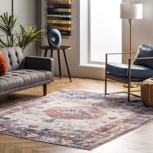 nuLOOM Eliza Machine Washable Traditional Medallion Area Rug, 5' x 8', Multi | Amazon (US)