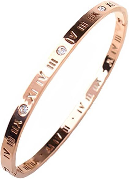 Zircon Jewelry Roman Numerals Bangle Bracelet for Women | Amazon (US)
