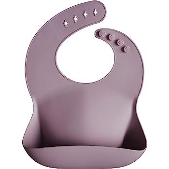 mushie Silicone Baby Bib | Adjustable Fit Waterproof Bibs (Pale Mauve) | Amazon (US)