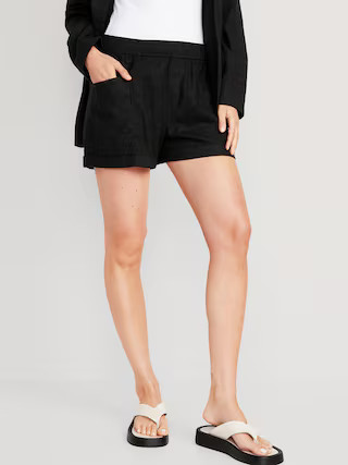 High-Waisted Linen-Blend Utility Shorts for Women -- 3.5-inch inseam | Old Navy (US)